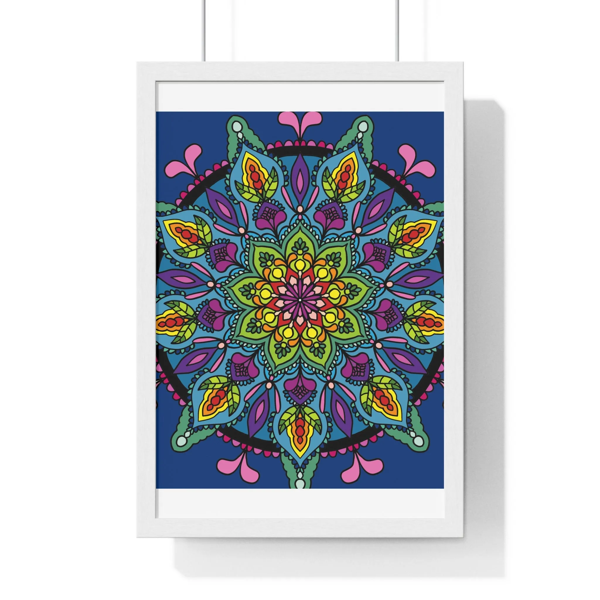 Handmade Blue Mandala Art Vertical Poster