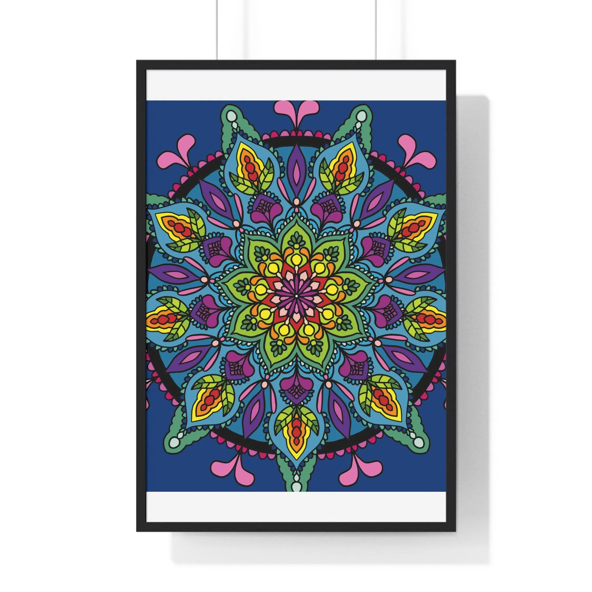 Handmade Blue Mandala Art Vertical Poster