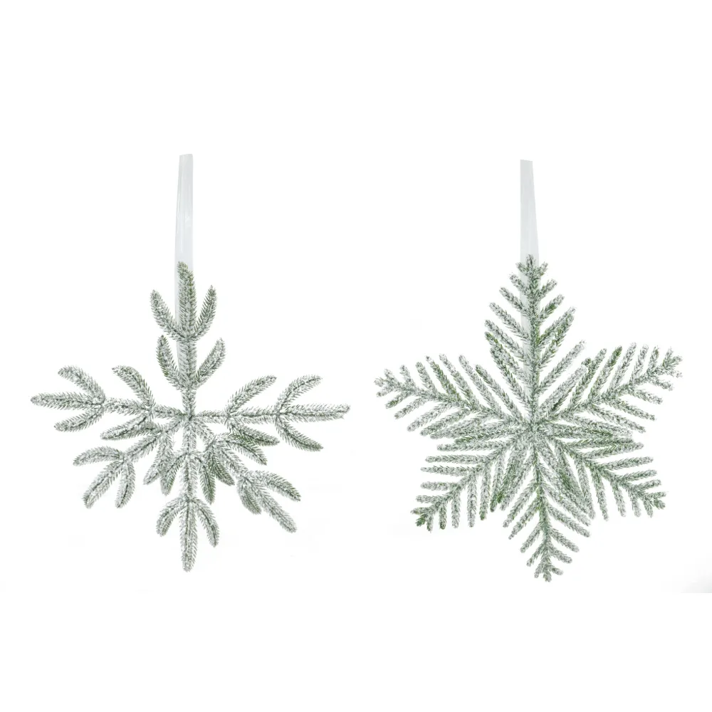 Hanging Icy Pine Snowflake Asst