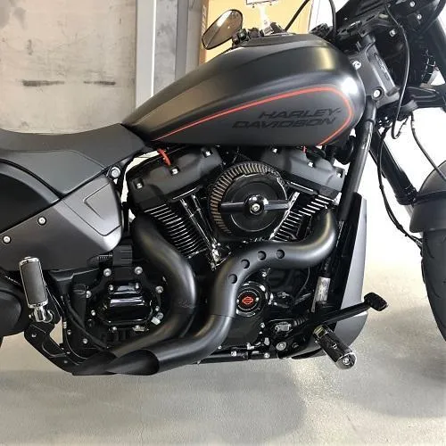 HARLEY EVO, BIG TWIN CAM EXHAUST KUTBAK KIT CERAMIC BLACK WITH BLACK HEATSHIELDS