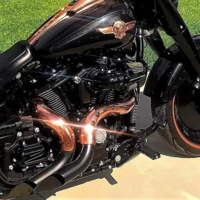 HARLEY EVO, BIG TWIN CAM EXHAUST KUTBAK KIT  CERAMIC BLACK  WITH COPPER HEATSHIELDS