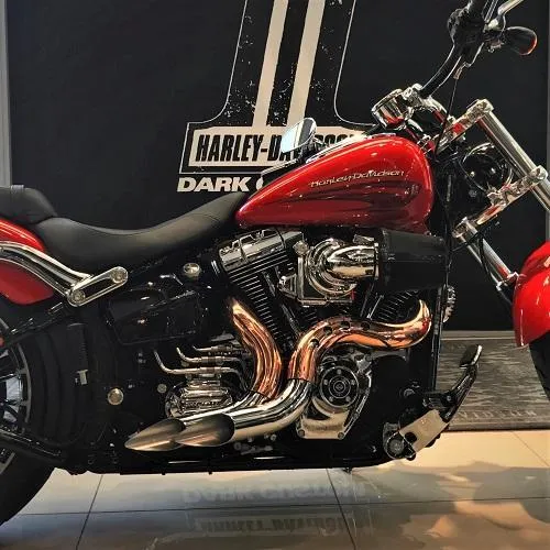 HARLEY EVO, BIG TWIN CAM EXHAUST KUTBAK KIT SHOW CHROME  WITH COPPER HEATSHIELDS