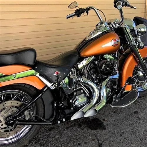 HARLEY EVO, BIG TWIN CAM EXHAUST KUTBAK KIT SHOW CHROME WITH SHOW CHROME  HEATSHIELDS