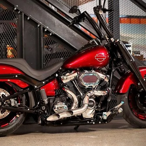 HARLEY EVO, BIG TWIN CAM EXHAUST KUTBAK KIT SHOW CHROME WITH SHOW CHROME  HEATSHIELDS