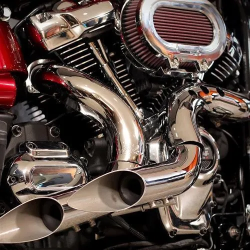 HARLEY EVO, BIG TWIN CAM EXHAUST KUTBAK KIT SHOW CHROME WITH SHOW CHROME  HEATSHIELDS