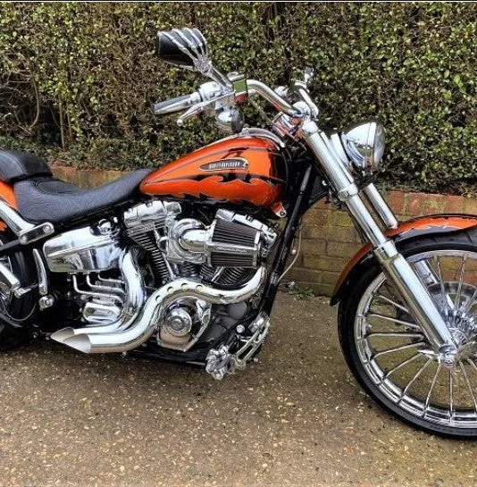 HARLEY EVO, BIG TWIN CAM EXHAUST KUTBAK KIT SHOW CHROME WITH SHOW CHROME  HEATSHIELDS