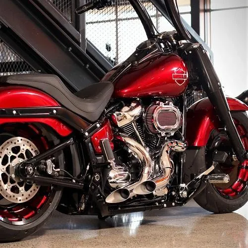 HARLEY MILWAUKEE 8 EXHAUST BLOW PERFORMANCE KUTBAK KIT CHROME WITH CHROMER HEATSHIELDS