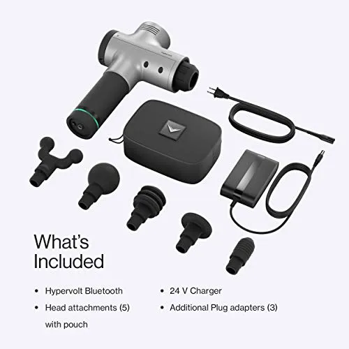 Hypervolt Bluetooth, Featuring Quiet Glide Technology - Handheld Percussion Massage Gun | 3 Speeds, 5 Interchangeable Heads