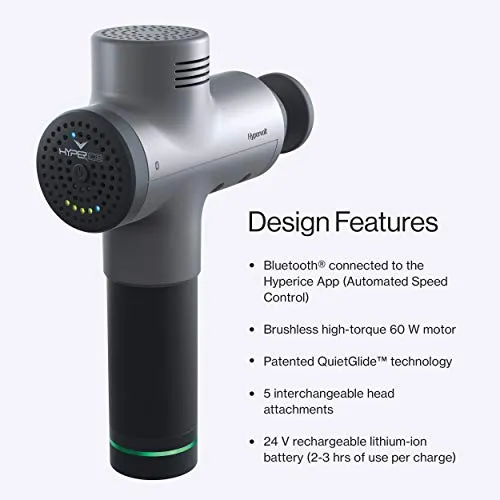 Hypervolt Bluetooth, Featuring Quiet Glide Technology - Handheld Percussion Massage Gun | 3 Speeds, 5 Interchangeable Heads