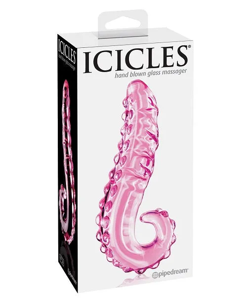 Icicles No. 24 - Textured Glass Dildo 6in - Pink