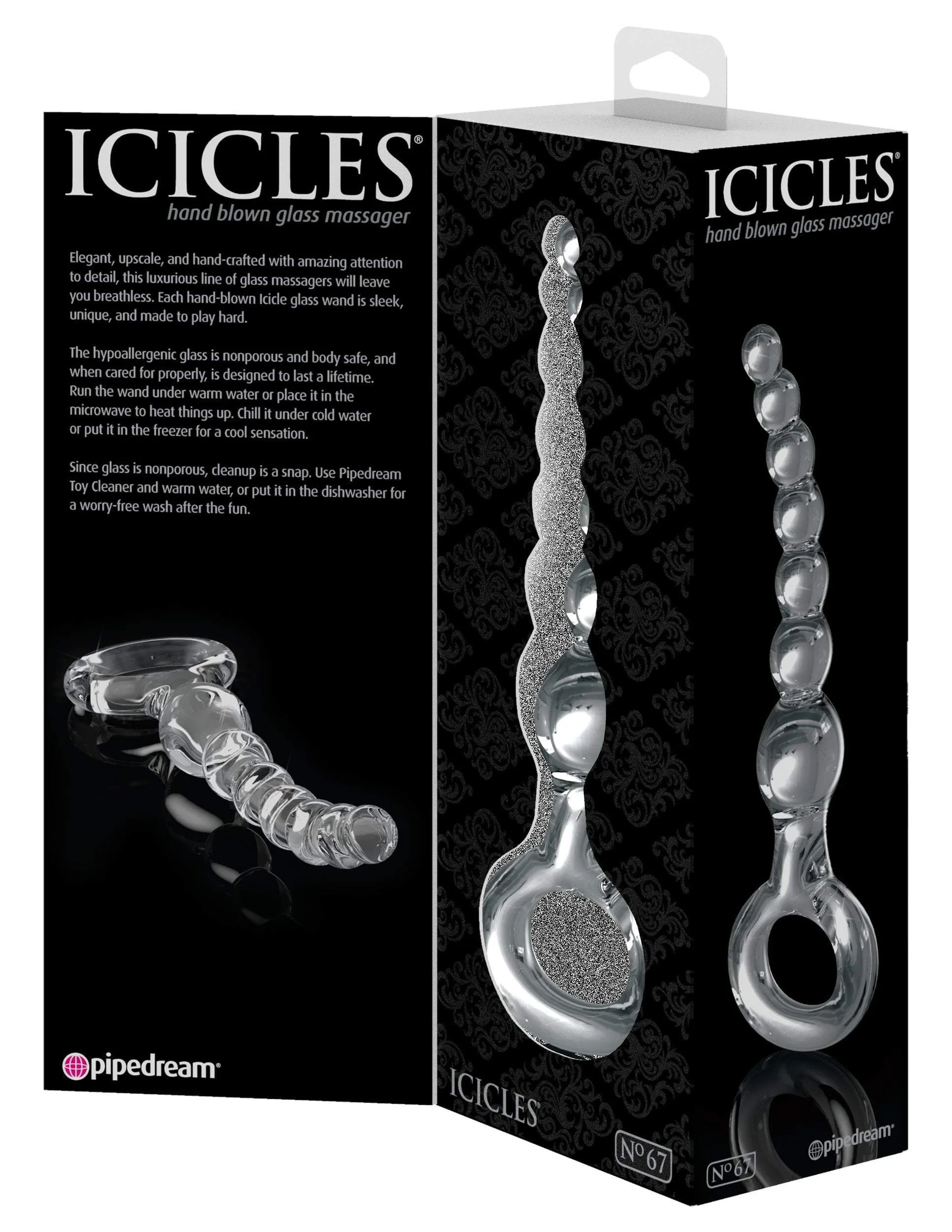 Icicles No. 67 Clear Glass Anal Beads for Men by Pipedream