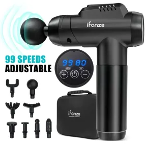 iFanze A2 Massage Gun Deep Tissue, 99 Speeds Quiet Handheld Electric Muscle Massager, Black