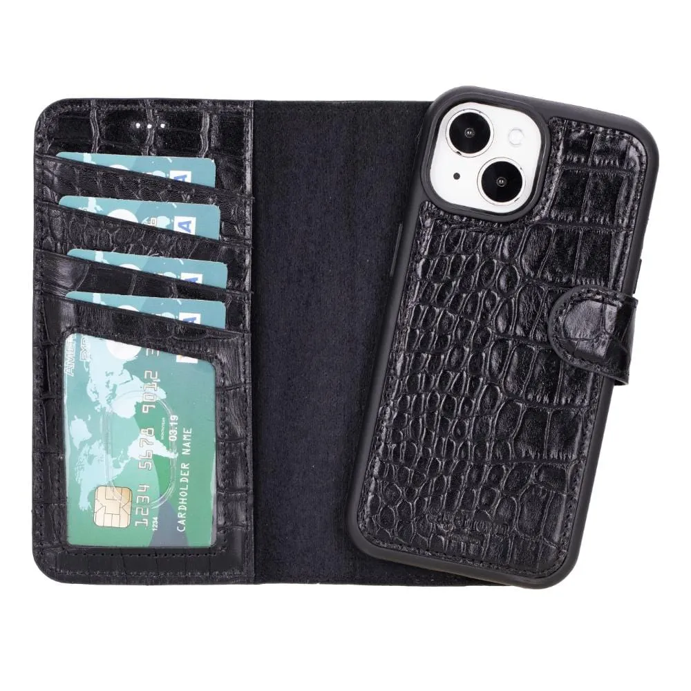 iPhone 15 Case in Leather With RFID - Black Croc