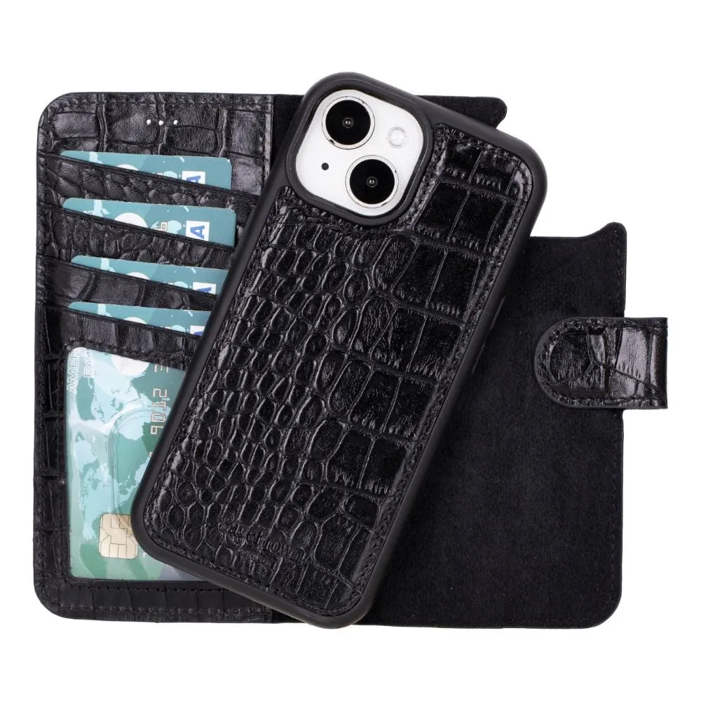 iPhone 15 Case in Leather With RFID - Black Croc
