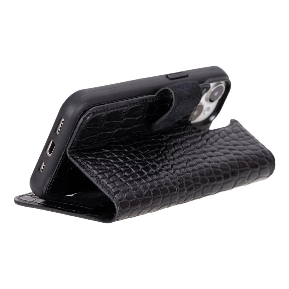 iPhone 15 Case in Leather With RFID - Black Croc