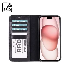 iPhone 15 Case in Leather With RFID - Black