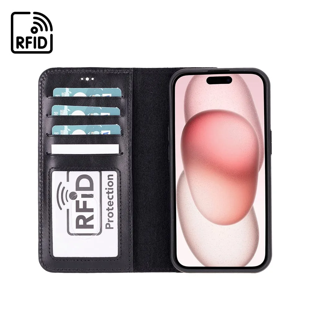 iPhone 15 Case in Leather With RFID - Black