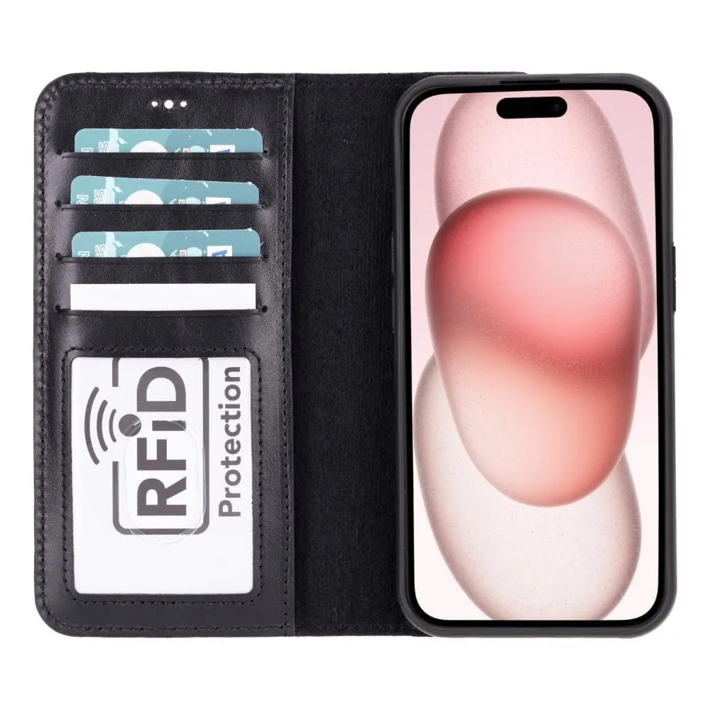 iPhone 15 Case in Leather With RFID - Black