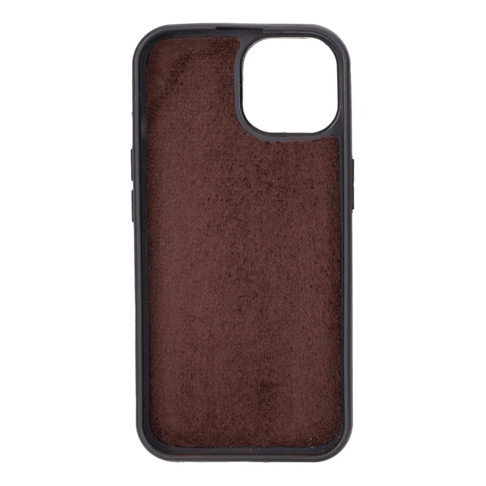 iPhone 15 Case in Leather With RFID - Brown Croc