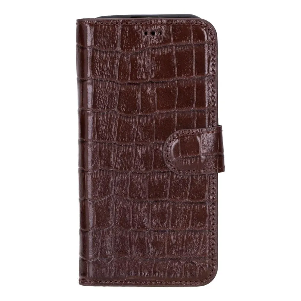 iPhone 15 Case in Leather With RFID - Brown Croc