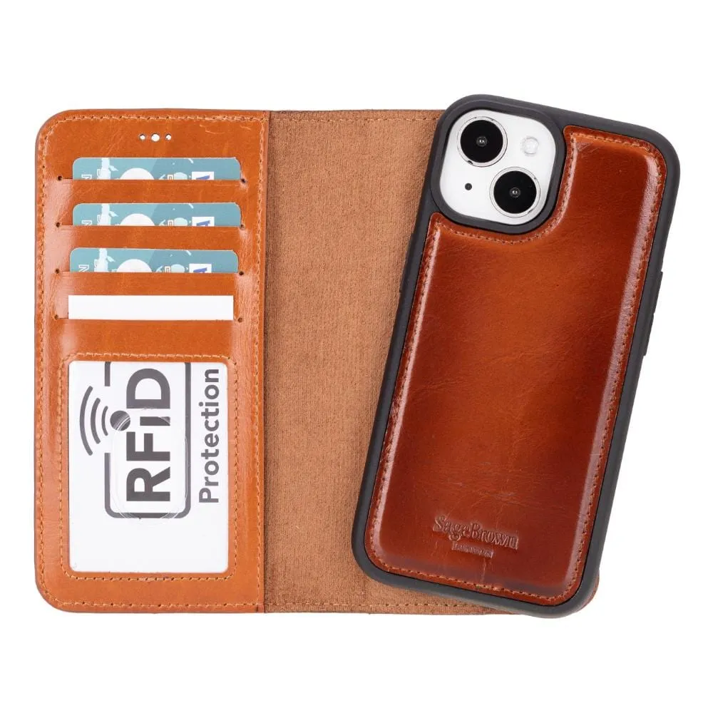 iPhone 15 Case in Leather With RFID - Burnished Tan