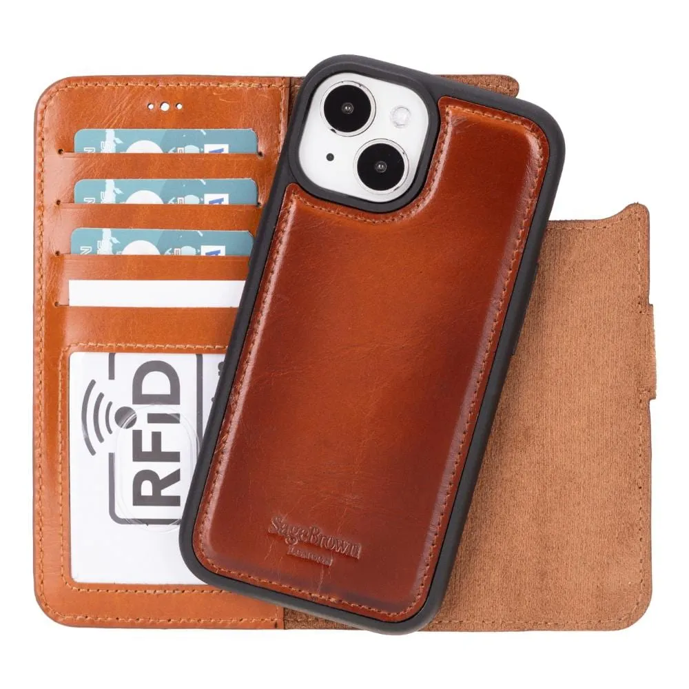 iPhone 15 Case in Leather With RFID - Burnished Tan
