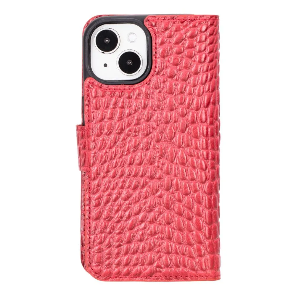 iPhone 15 Case in Leather With RFID - Red Croc