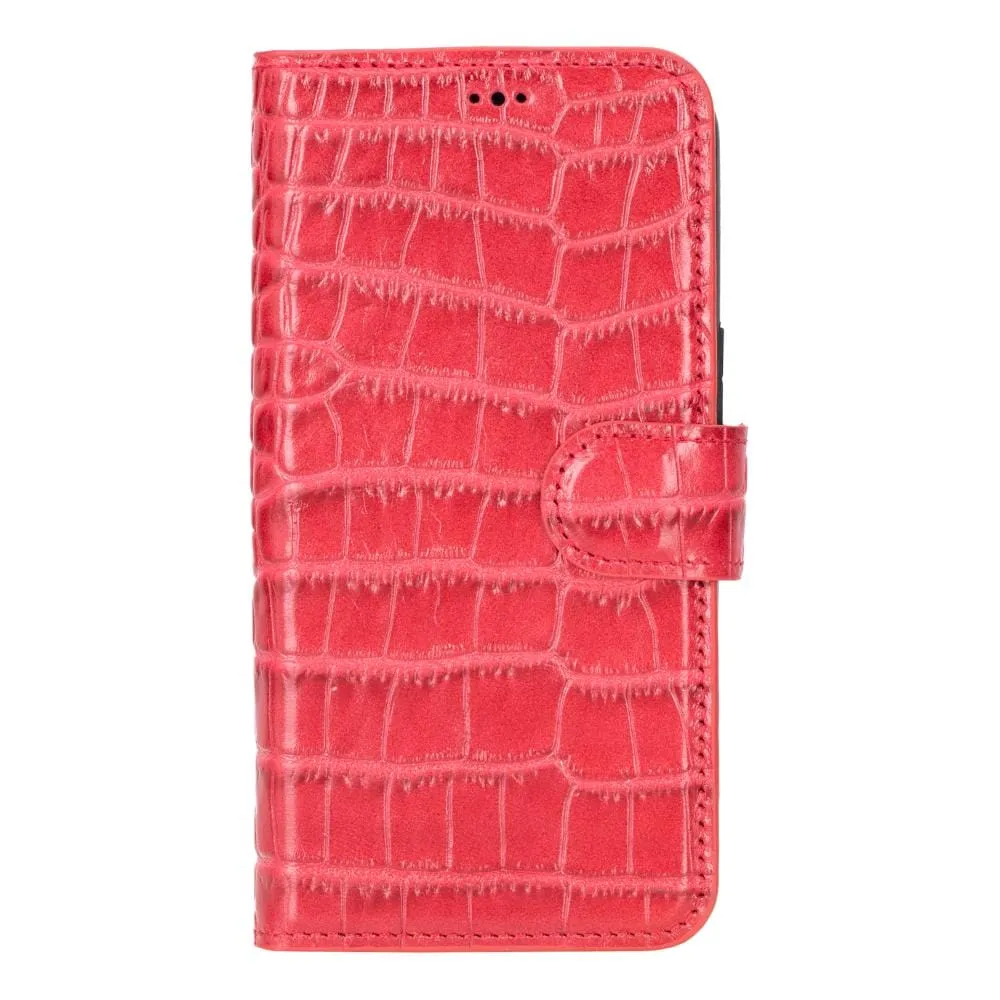 iPhone 15 Case in Leather With RFID - Red Croc