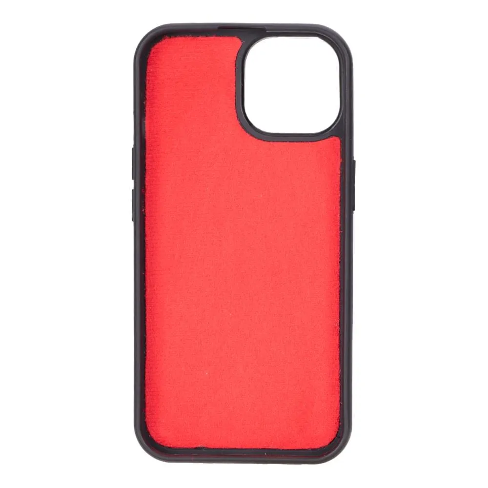 iPhone 15 Case in Leather With RFID - Red Croc