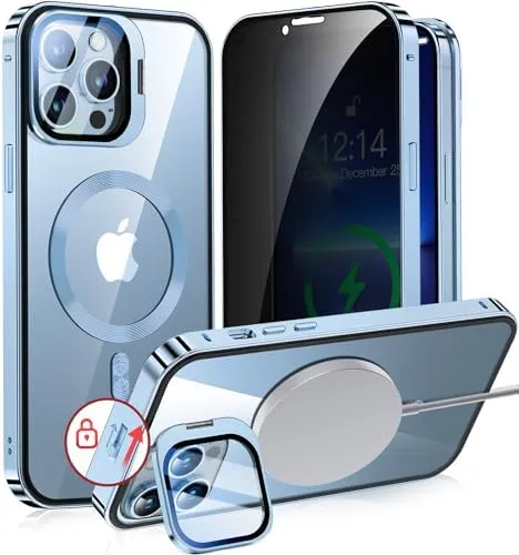 iPhone 15 Pro Full Body Metal Bumper Cover Magnetic Privacy Case
