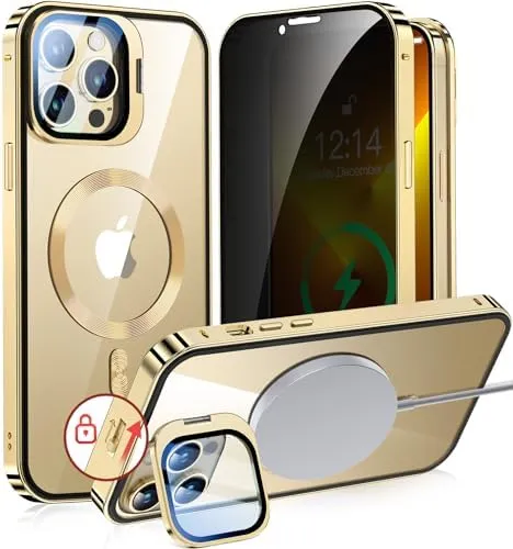 iPhone 15 Pro Full Body Metal Bumper Cover Magnetic Privacy Case