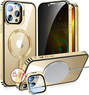iPhone 15 Pro Full Body Metal Bumper Cover Magnetic Privacy Case