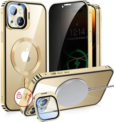 iPhone 15 Pro Full Body Metal Bumper Cover Magnetic Privacy Case