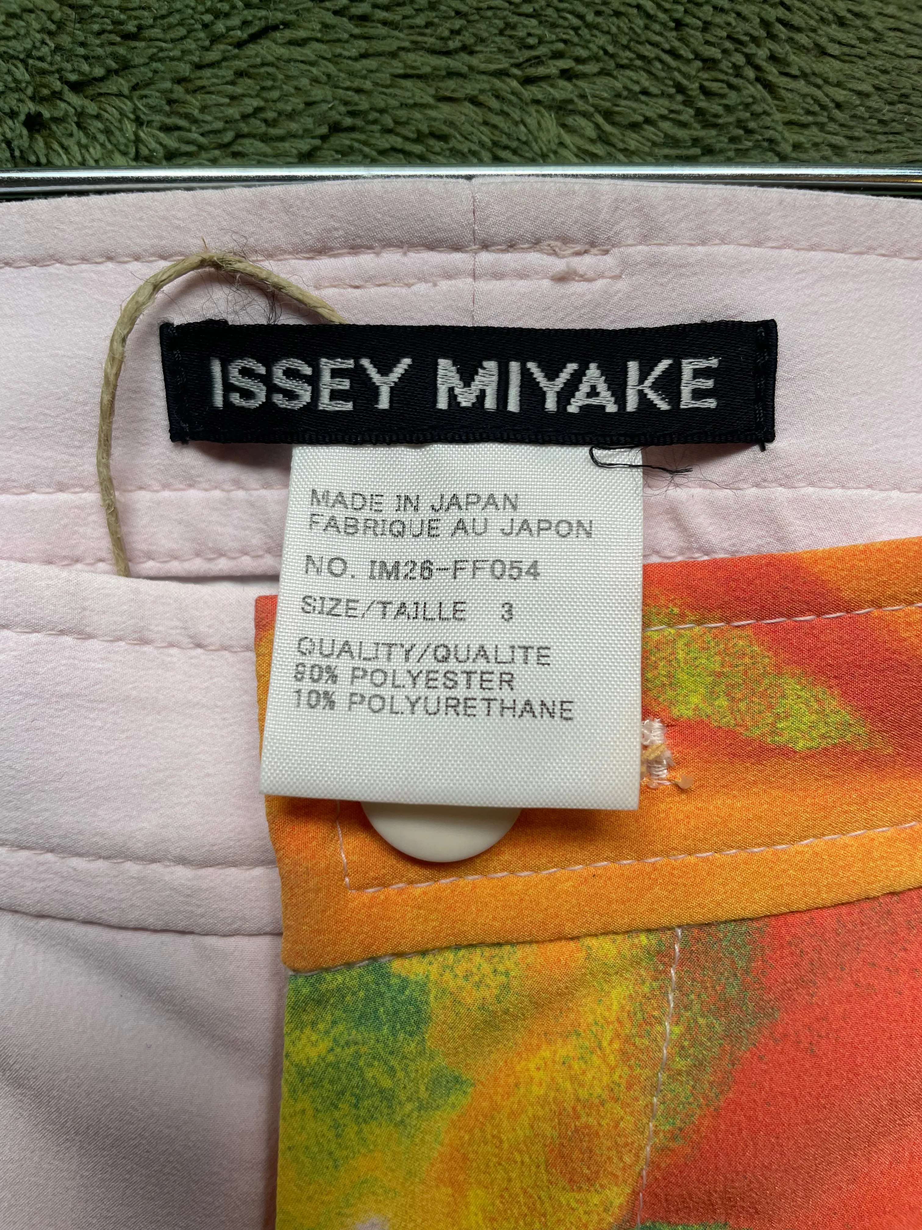 Issey Miyake SS 2002 nylon trousers with orange abstract print
