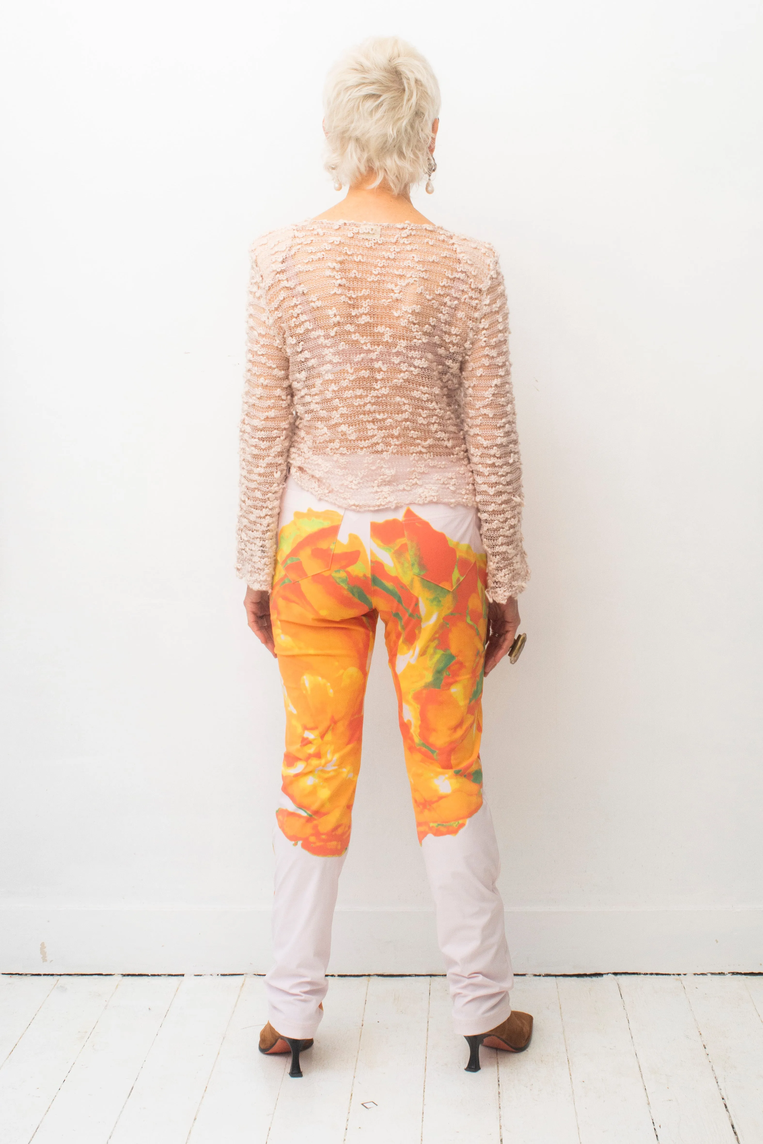 Issey Miyake SS 2002 nylon trousers with orange abstract print