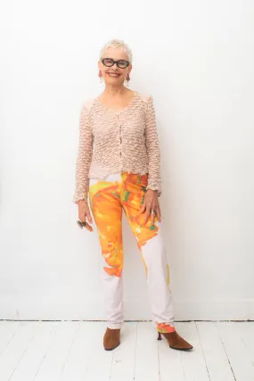 Issey Miyake SS 2002 nylon trousers with orange abstract print