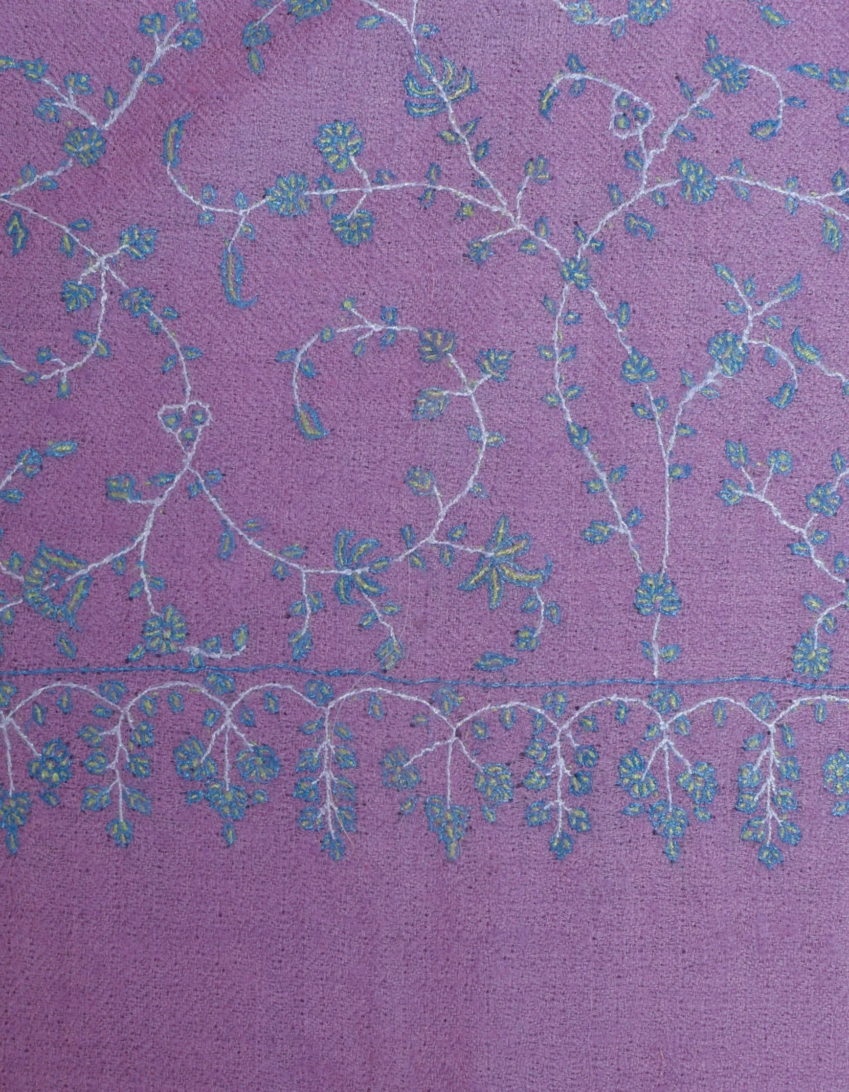 Lavender Handwoven Soft Embroidered Cashmere Pashmina Stole