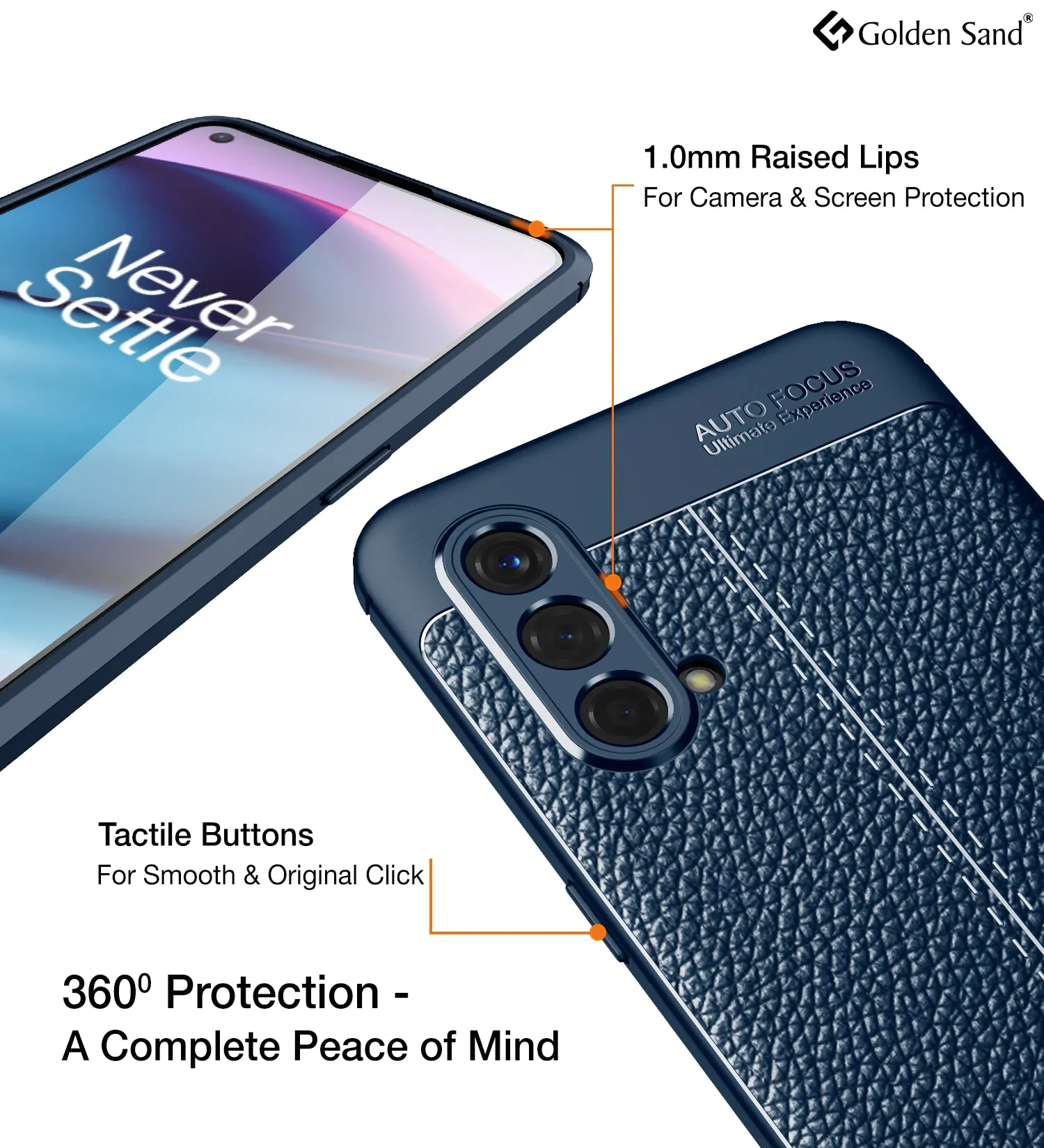 Leather Armor TPU Series Shockproof Armor Back Cover for OnePlus Nord CE 5G, 6.43 inch, Blue