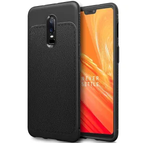 Leather Pattern Tough Armor Back Cover - OnePlus 6
