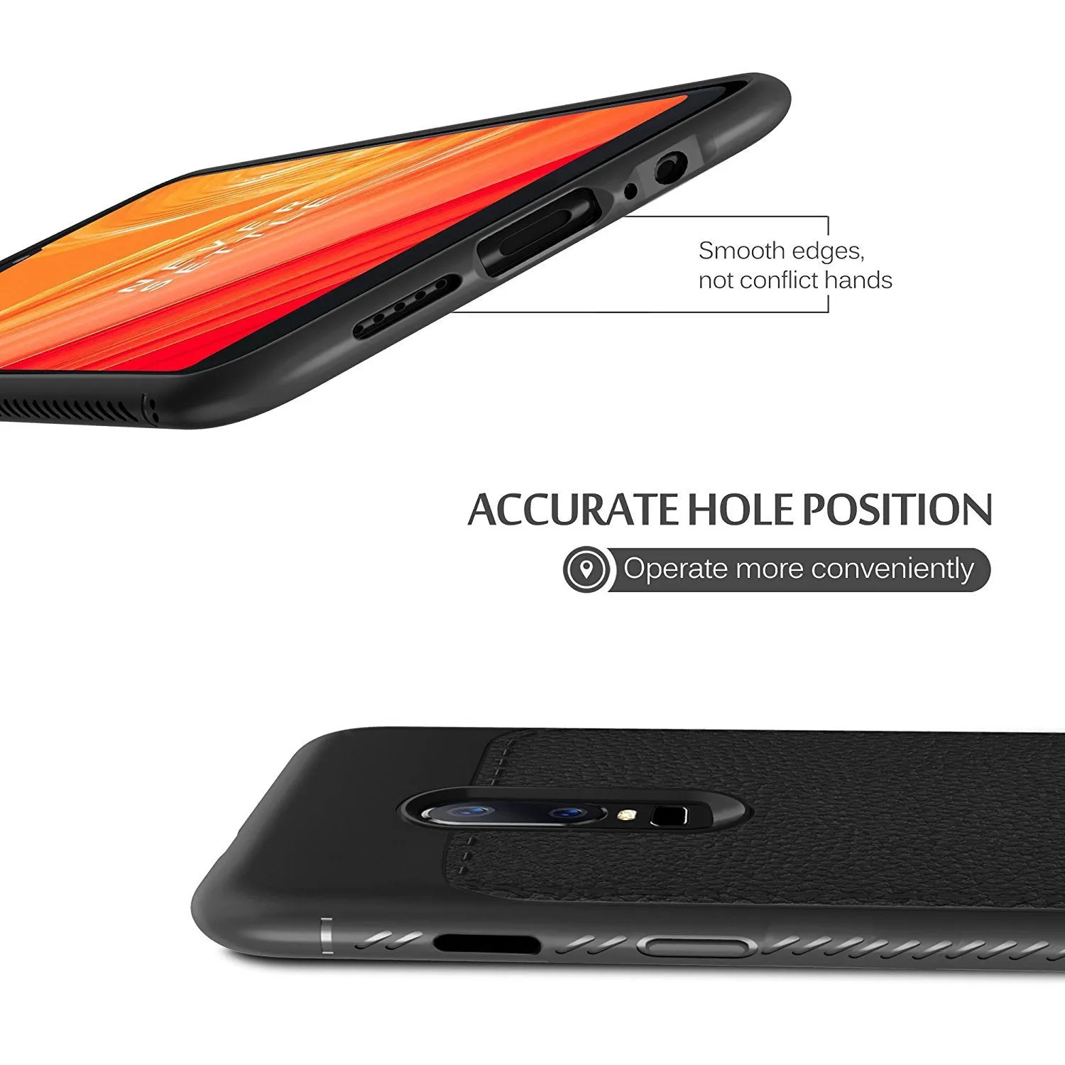 Leather Pattern Tough Armor Back Cover - OnePlus 6