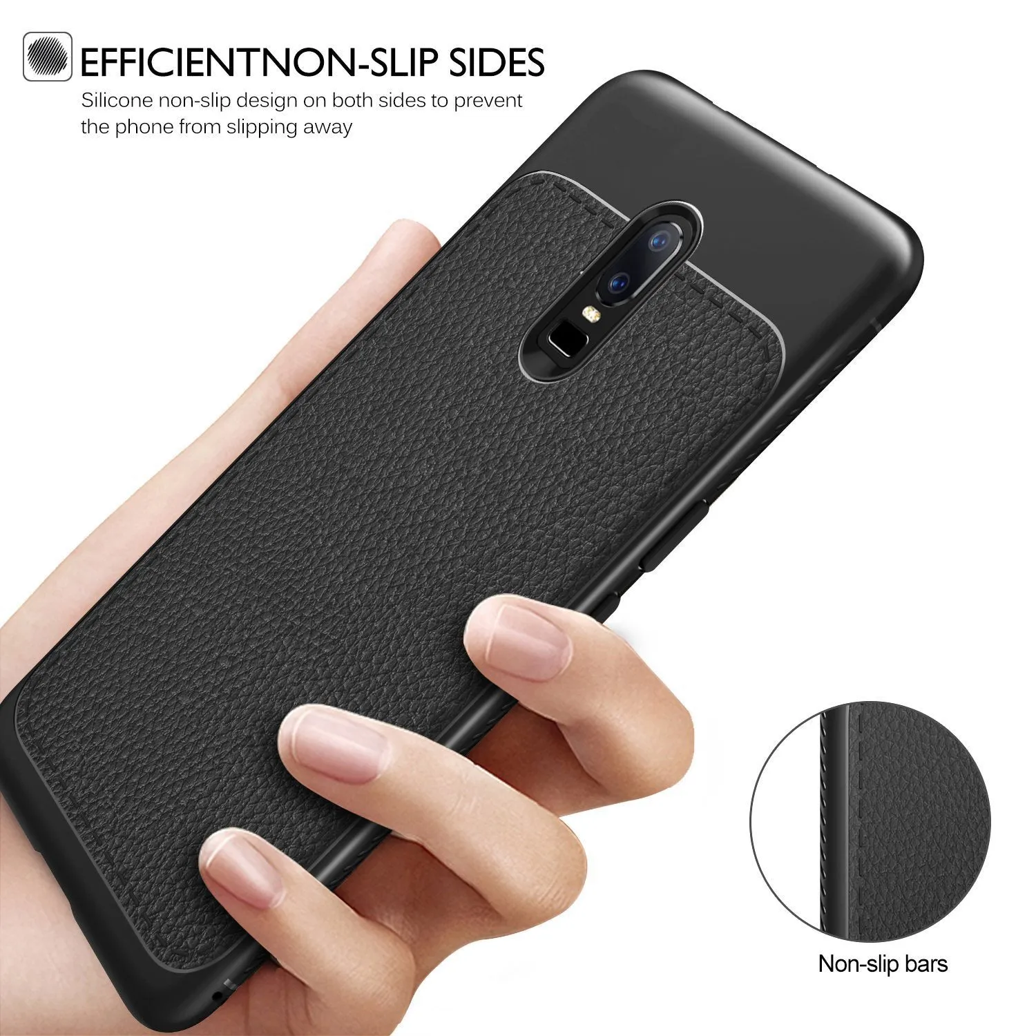 Leather Pattern Tough Armor Back Cover - OnePlus 6