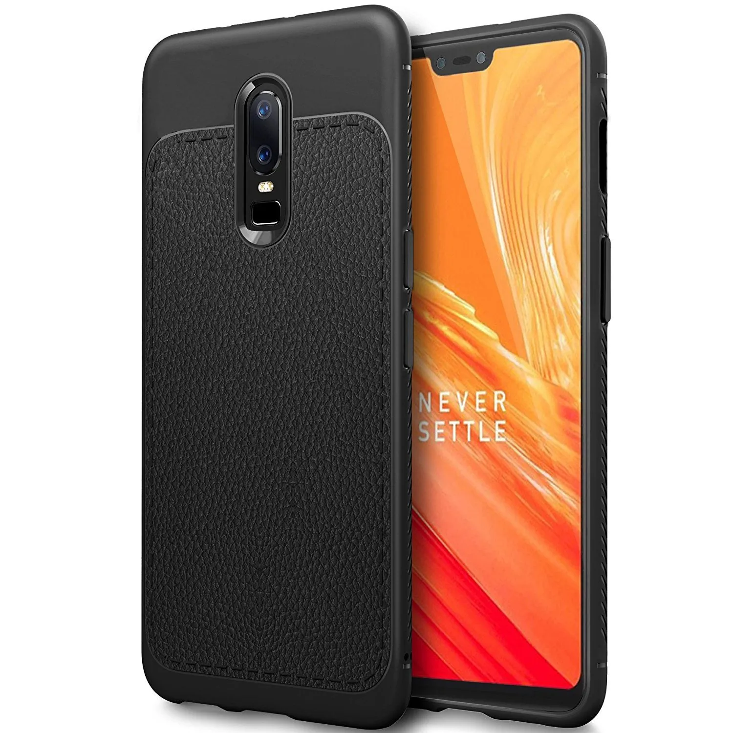 Leather Pattern Tough Armor Back Cover - OnePlus 6