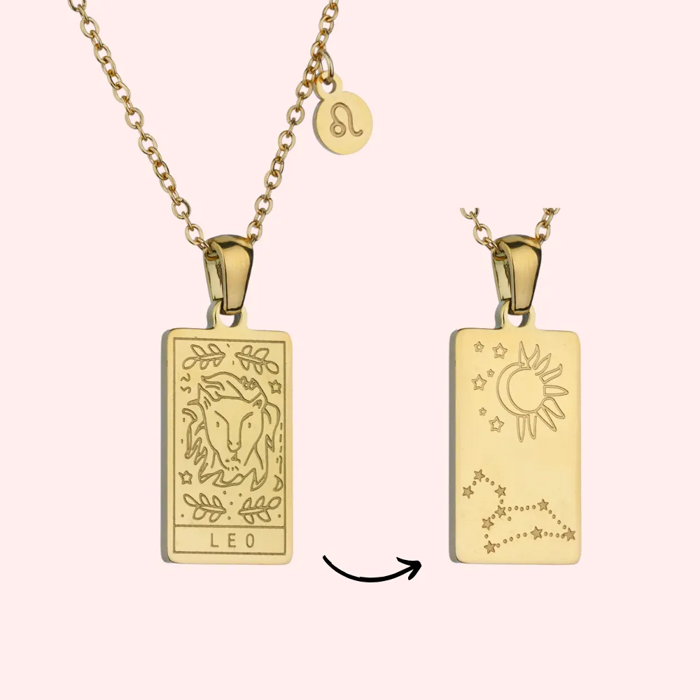Leo Zodiac Tarot Card Necklace