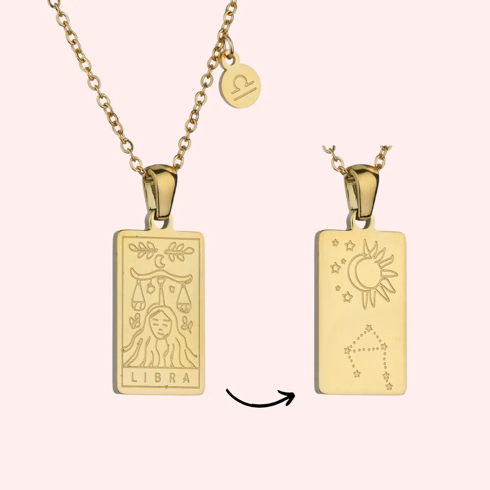Libra Zodiac Tarot Card Necklace