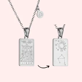 Libra Zodiac Tarot Card Necklace