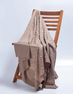 Light Olive Handwoven Multi-Colour Embroidered Cashmere Pashmina Shawl