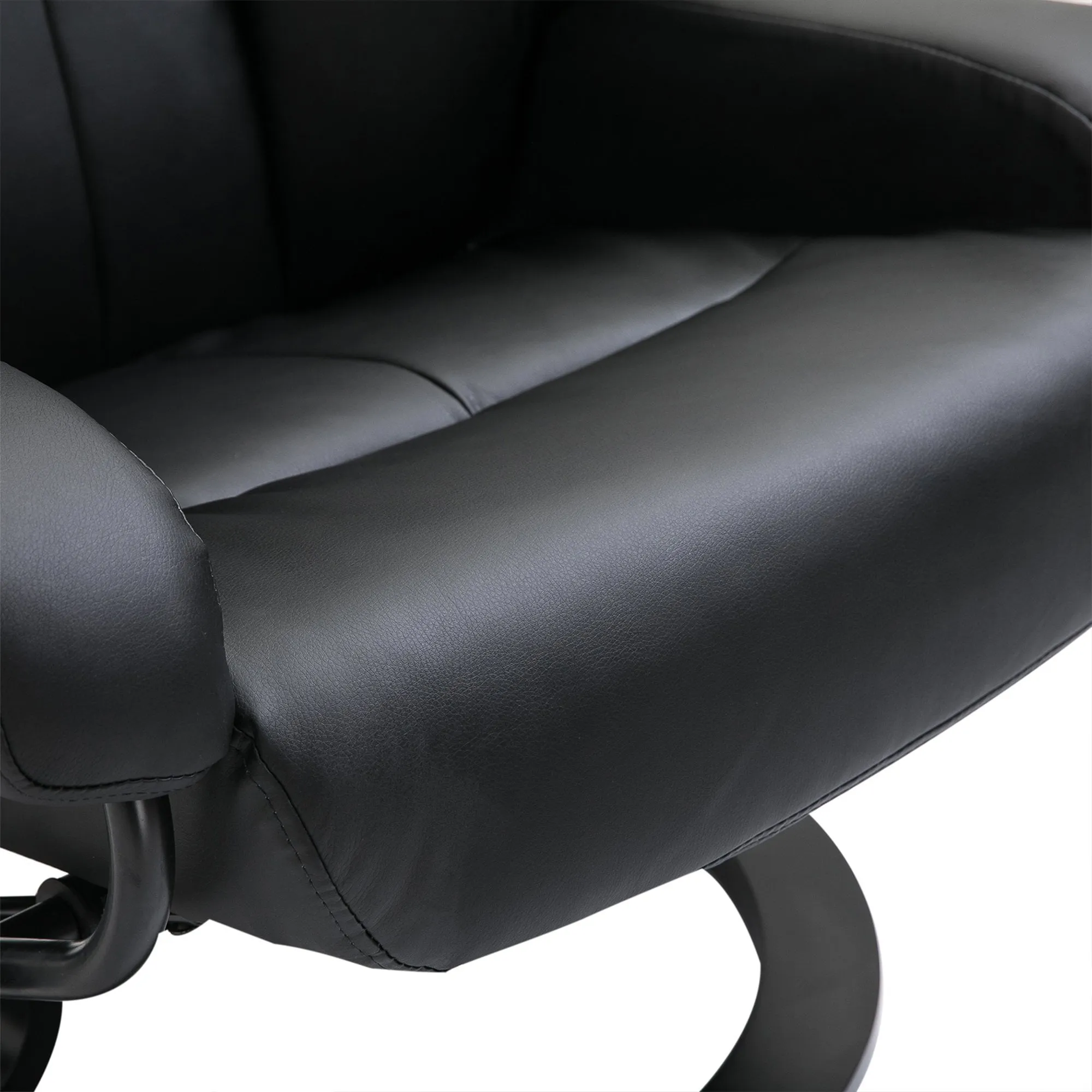 Luxury Faux leather Chair Recliner Electric Massage Chair Sofa 10 Massager with Foot Stool Black Faux Leather, Footrest