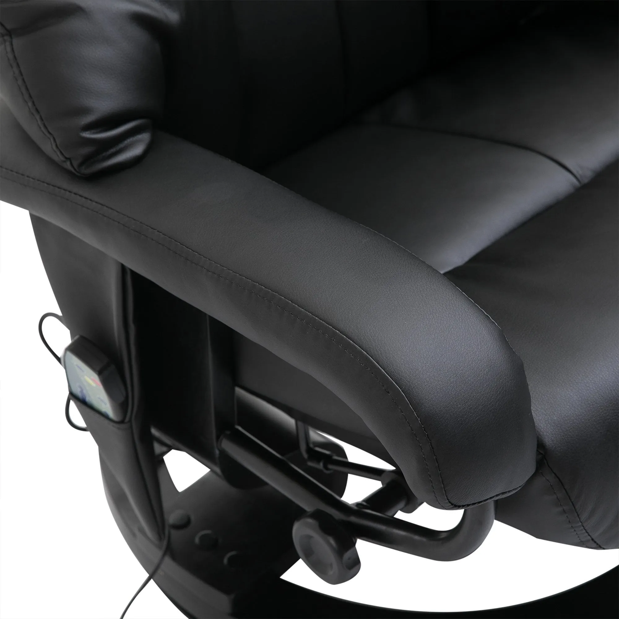 Luxury Faux leather Chair Recliner Electric Massage Chair Sofa 10 Massager with Foot Stool Black Faux Leather, Footrest