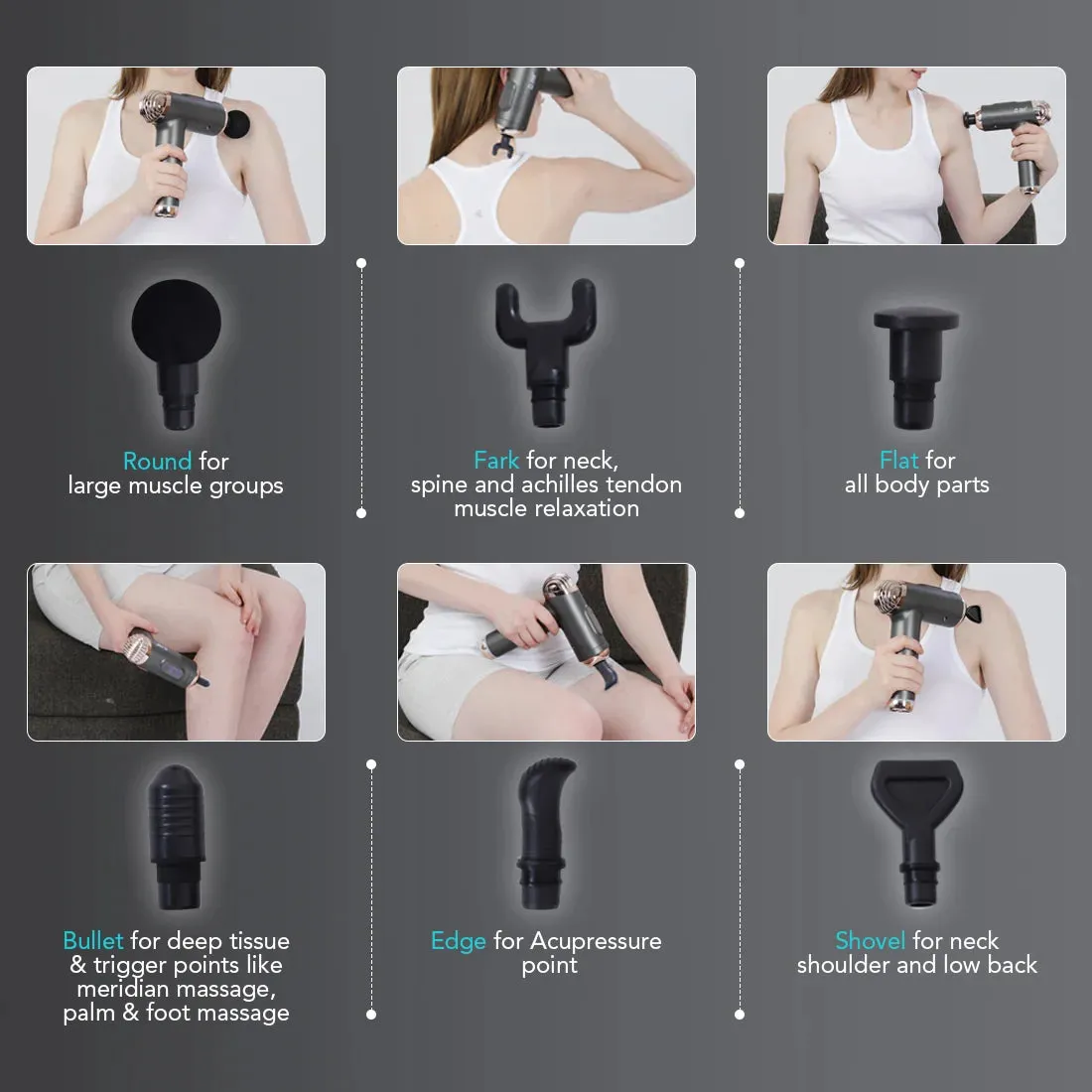 Massage Gun for Gym Pain Relief Percussion Massager Electric Deep Tissue Wireless Rechargeable Full Body Massager JSB HF114