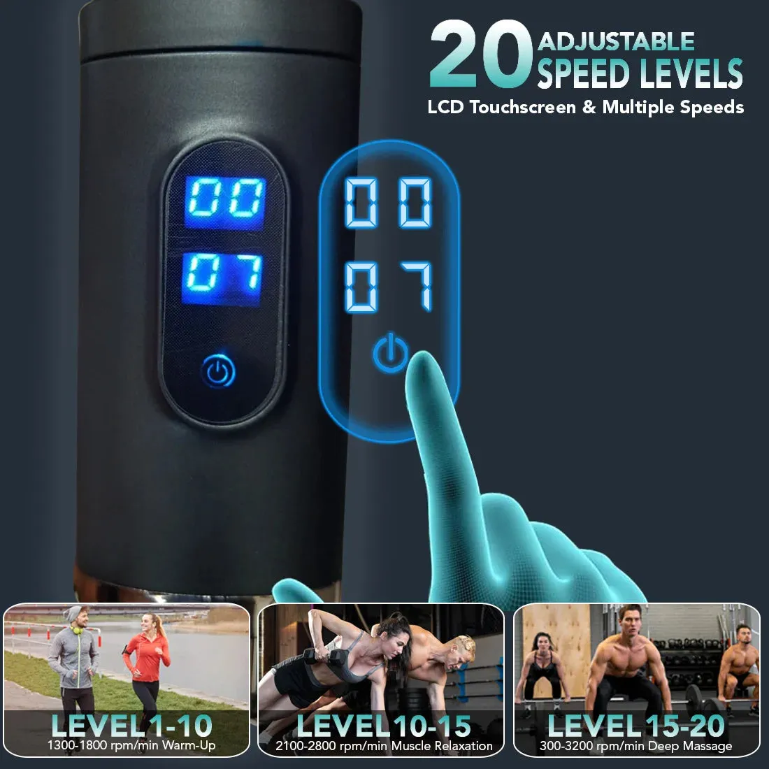 Massage Gun for Gym Pain Relief Percussion Massager Electric Deep Tissue Wireless Rechargeable Full Body Massager JSB HF114